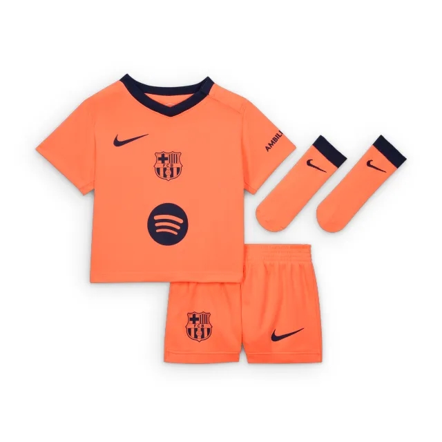 F.C. Barcelona 2025/26 Stadium Third Nike Total 90 Football Replica 3-Piece Kit - Orange - Sustainable Materials