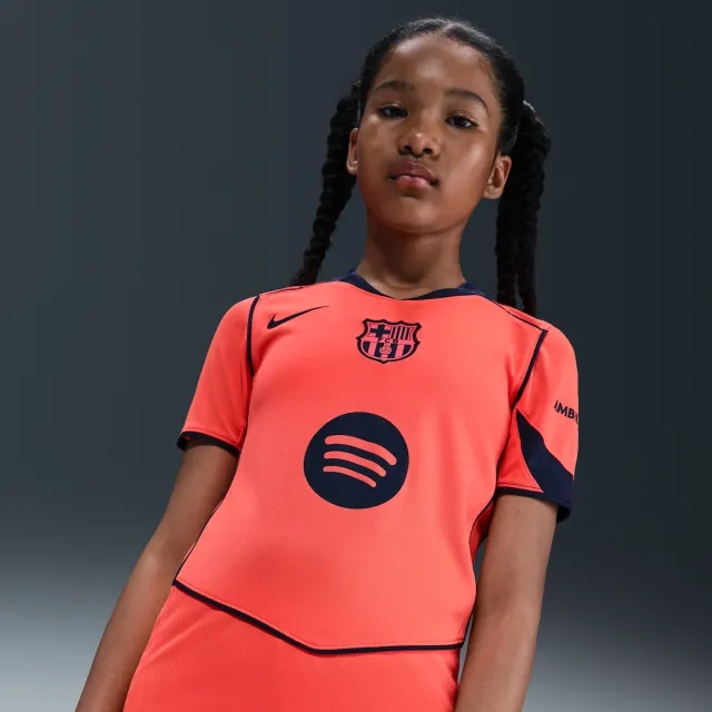 F.C. Barcelona 2025/26 Stadium Third Nike Dri-FIT Total 90 Football Replica Shirt - Orange - Sustainable Materials