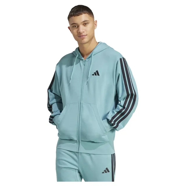 Adidas Essentials 3 Stripes French Terry Full Zip Sweatshirt