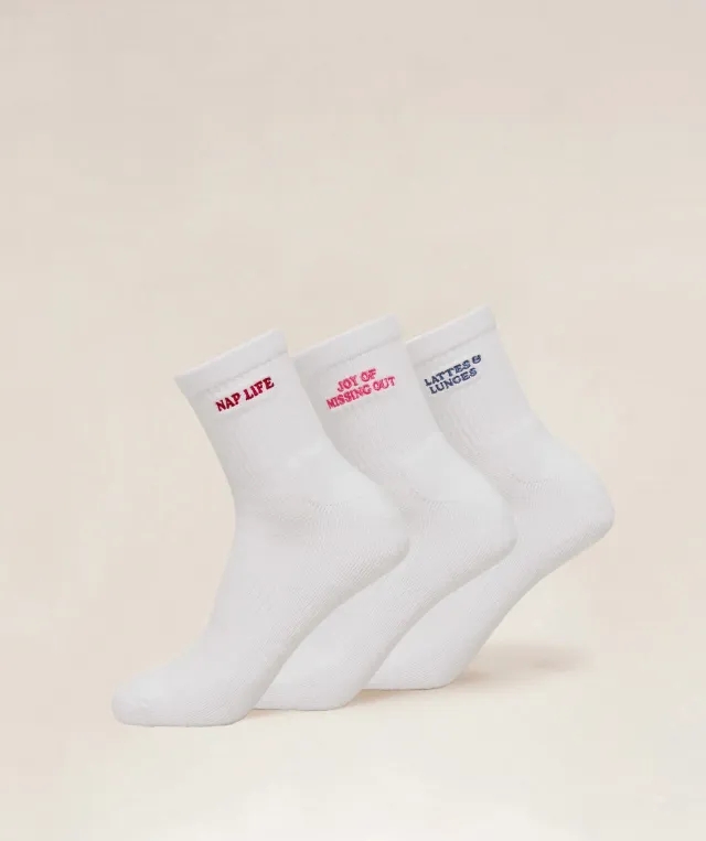  Lattes and Lunges Multi Graphic Midi 3pk - White