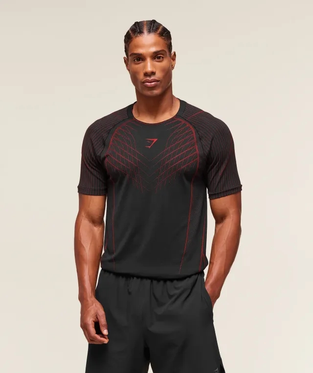  Apex Seamless T-Shirt - Black/Carmine Red