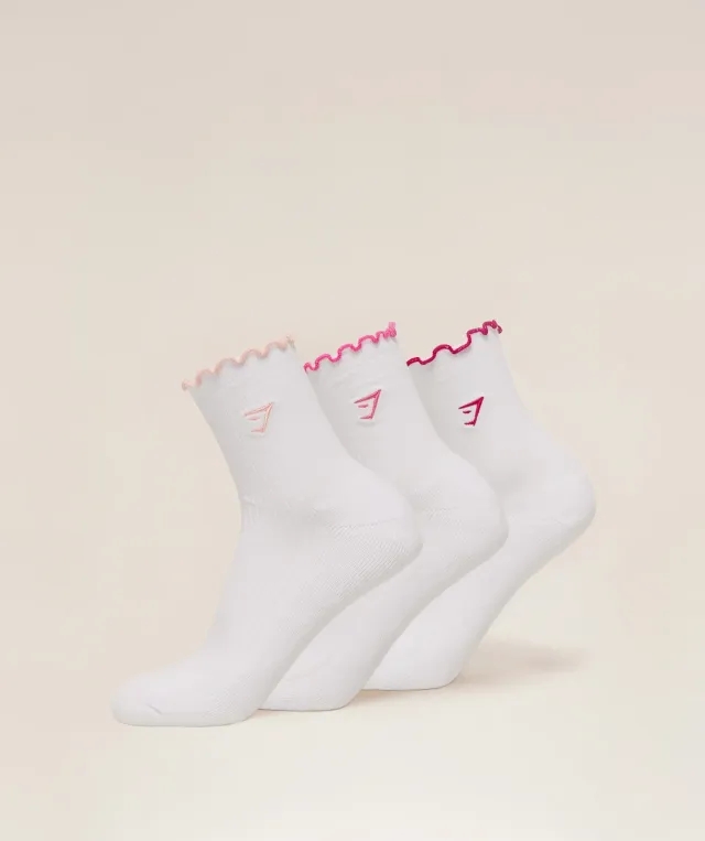  Midi Frill Socks 3pk - Cloud Pink/Energy Pink/Build Pink
