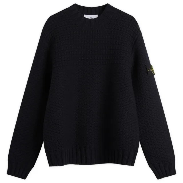 Stone Island Men's Pure Wool Heavyweight Jumper Navy Blue