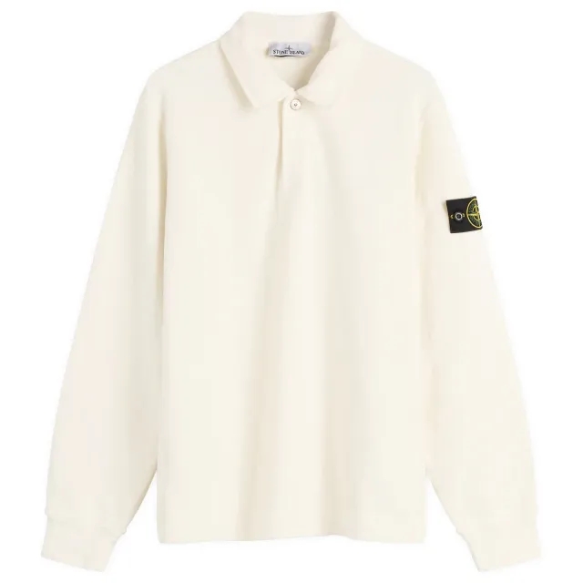 Stone Island Men's Brushed Heavy Cotton Long Sleeve Polo Ivory