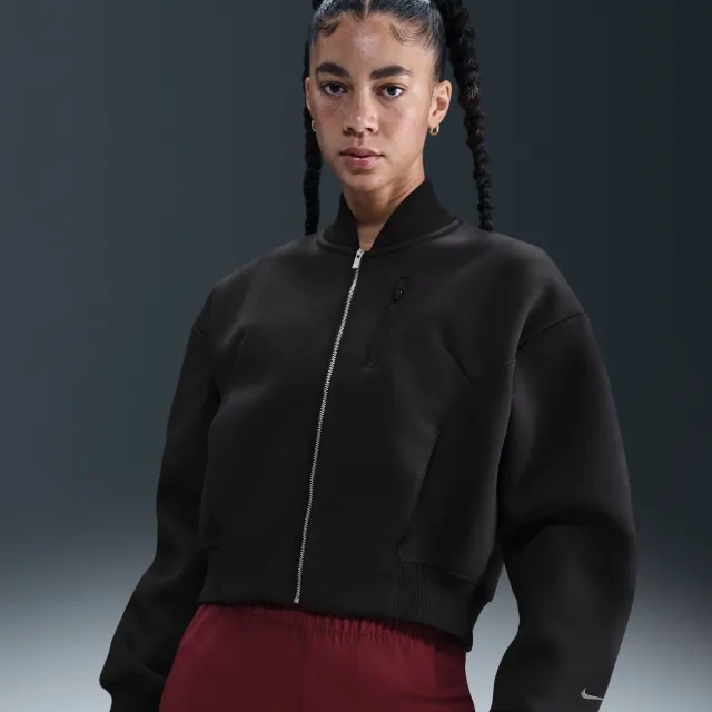 Nike Sportswear Modern Fleece Women's Oversized Destroyer Jacket - Black - Modal/Polyester