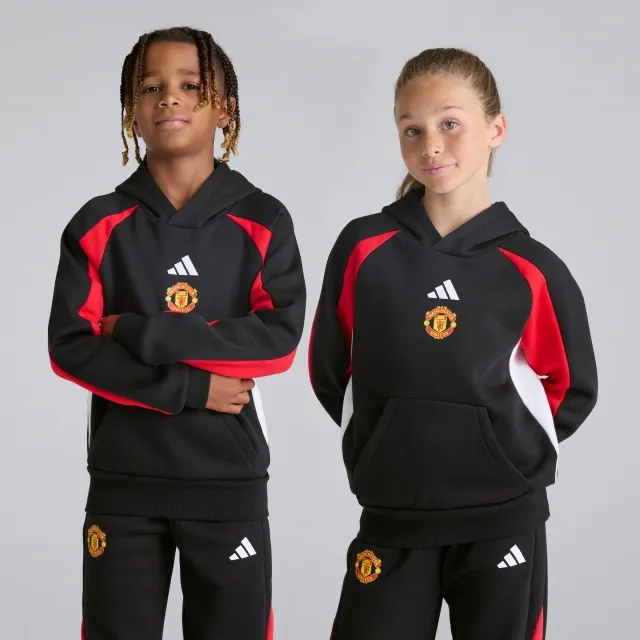 Manchester United x adidas Kids Colourblock Hoodie Black/Red