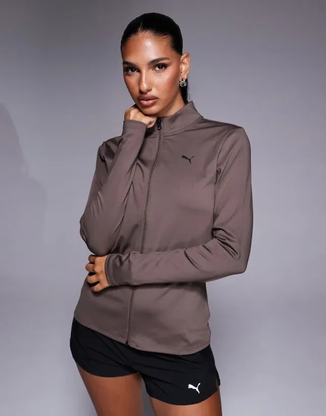 Puma Strong Full Zip Top In Brown