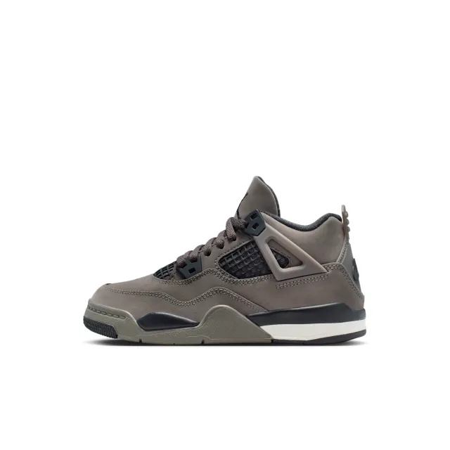 Nike Jordan 4 Retro 'Cave Stone and Black' Younger Kids' Shoes - Grey