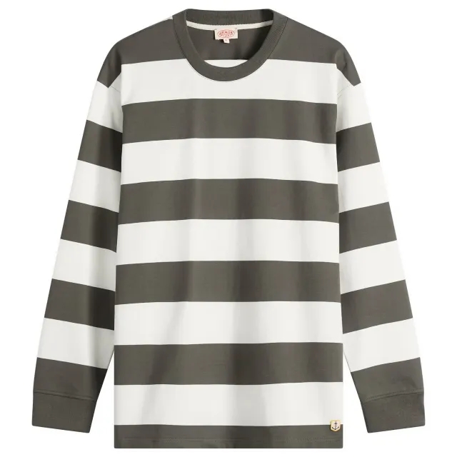 Armor-Lux Men's Long Sleeve Wide Stripe T-Shirt Chimera/Milk
