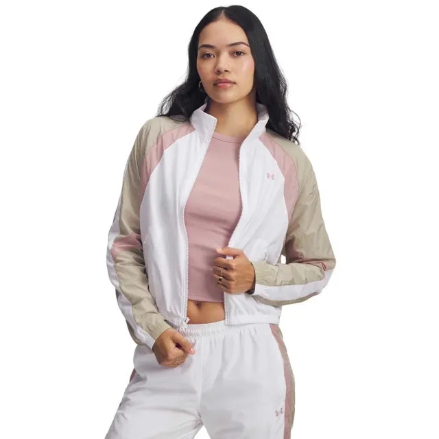 Under Armour  Icon Crinkle Women's Jacket White / City Khaki / Tourmaline Pink L