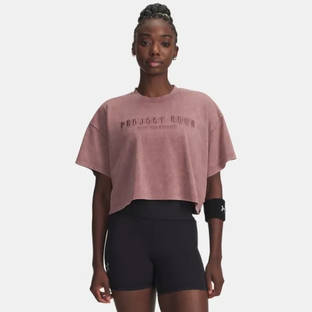 Project Rock Statement Graphic Women's Short Sleeve Maroon Mist / Maroon Mist L