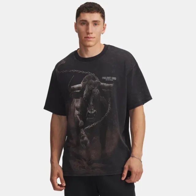 Project Rock Washed Heavyweight Men's Short Sleeve Black / Stone L