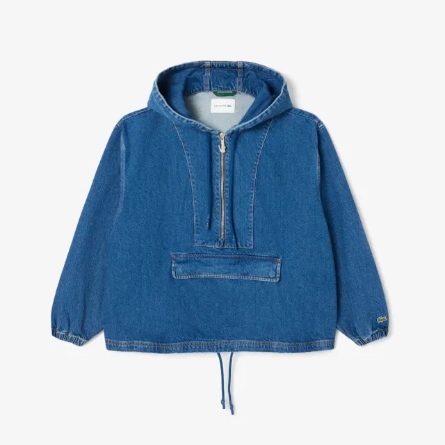 Lacoste Oversized Denim Popover Jacket - Blue Chine