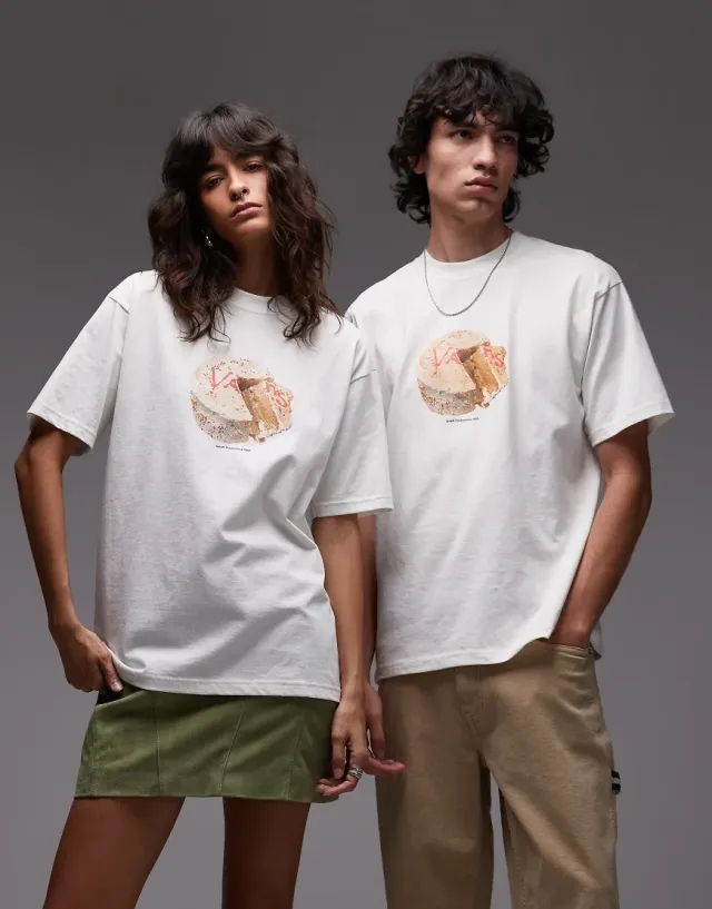 Vans Caked Central Graphic Print T-Shirt In Off White