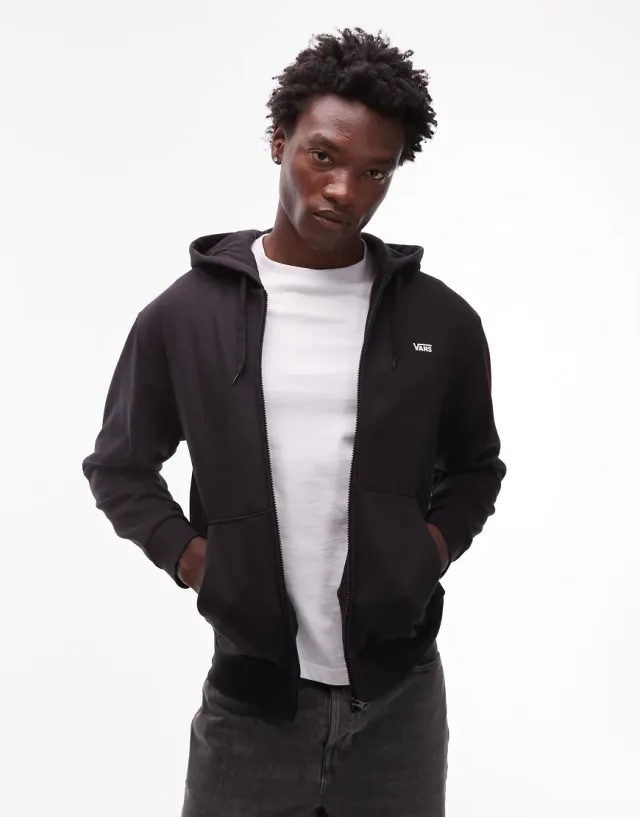 Vans Left Chest Logo Full Zip Track Jacket In Black