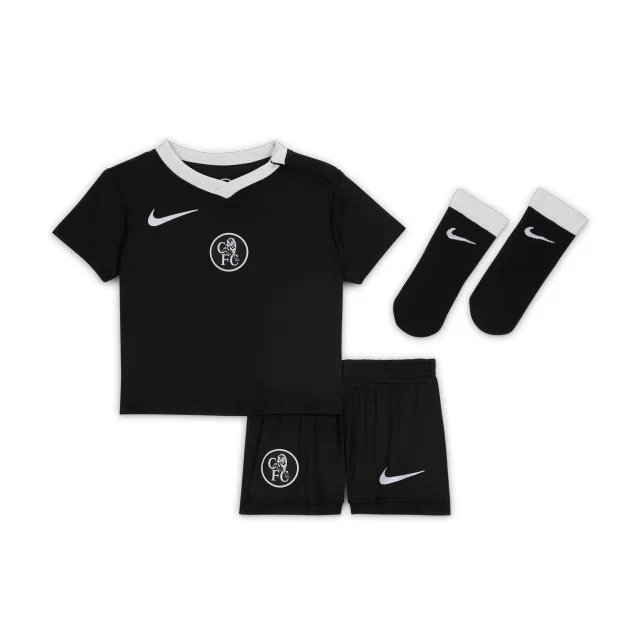 Chelsea F.C. 2025/26 Stadium Third Baby/Toddler Nike Total 90 Football Replica 3-Piece Kit - Black - Polyester