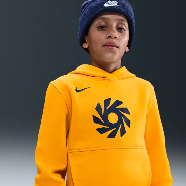Nike Erling Haaland Club Fleece Older Kids' Football Hoodie - Yellow - Cotton/Polyester