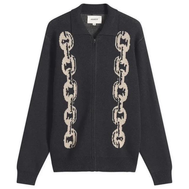 Heresy Men's Chain Zip Knit Shirt Charcoal