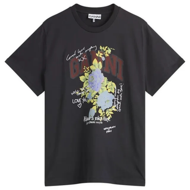 GANNI Women's Rose Logo T-Shirt Phantom