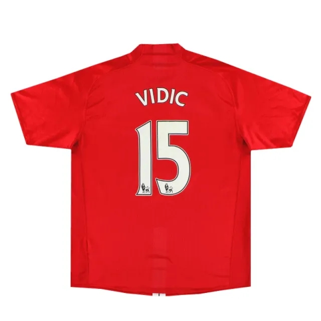 2007-09 Manchester United Nike Home Shirt Vidic #15 L - Manchester United / Good 