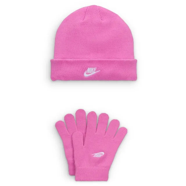 Nike Younger Kids' Club Beanie and Gloves Set - Playful Pink