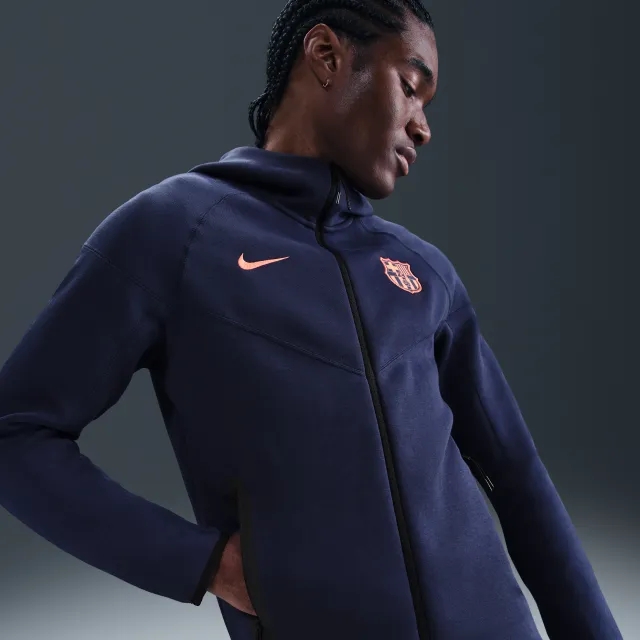 F.C. Barcelona Tech Windrunner Men's Nike Total 90 Football Fleece Hoodie - Blue - Cotton/Polyester