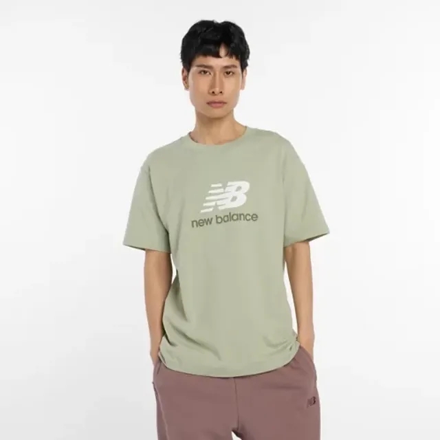 New Balance Men's Athletics Logo T-Shirt in Green Cotton
