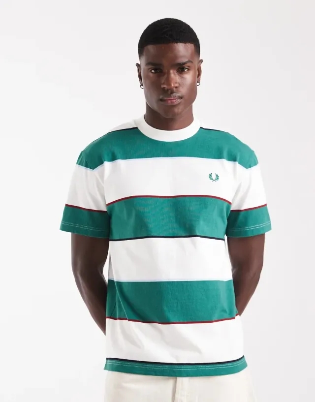 T-Shirt Fred Perry Striped Relaxed T-Shirt Snow White L