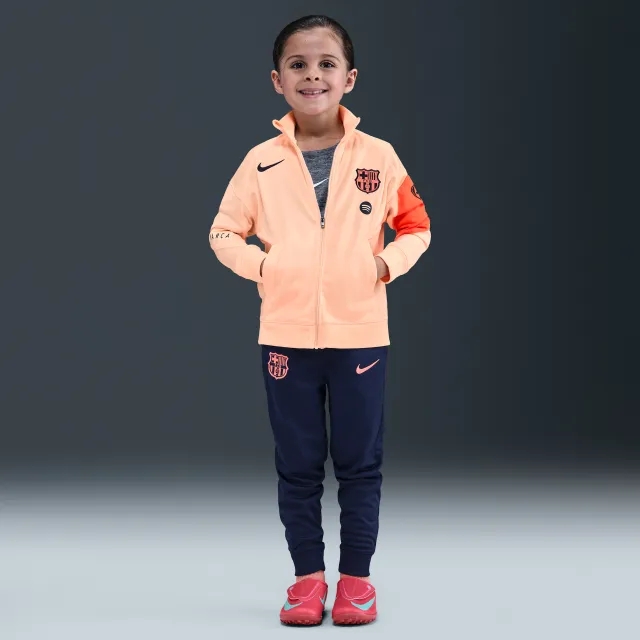 F.C. Barcelona Strike Third Younger Kids' Nike Dri-FIT Total 90 Football Knit Tracksuit - Orange - Polyester
