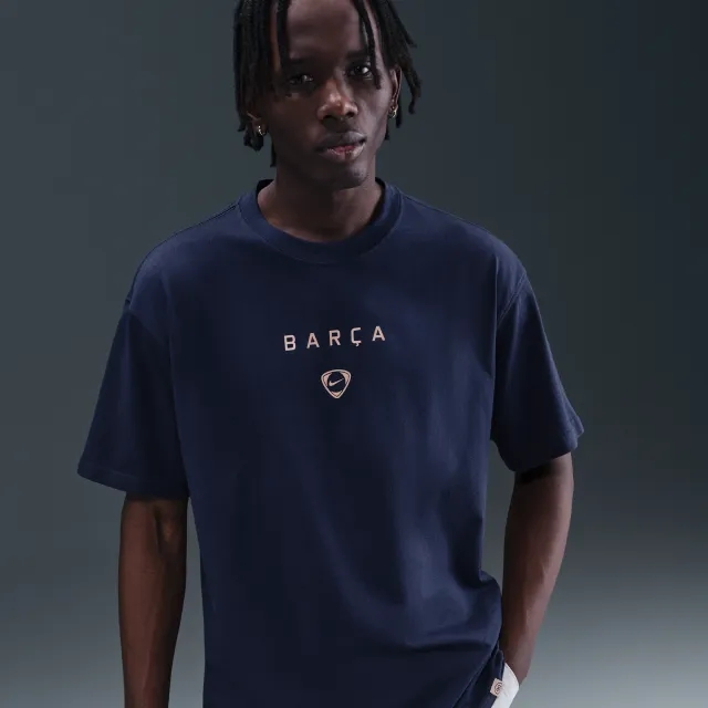 F.C. Barcelona Men's Nike Total 90 Football T-Shirt - Blue - Cotton