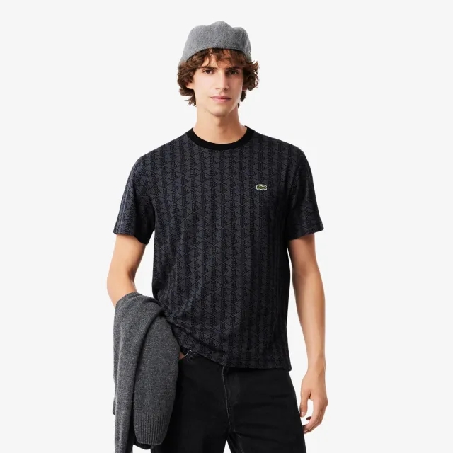 Lacoste Monogram Jersey T-shirt - Dark Grey / Black