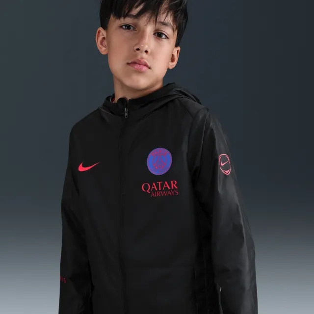 Paris Saint-Germain Academy Pro Third Nike Total 90 Football Hooded Rain Jacket - Black - Sustainable Materials