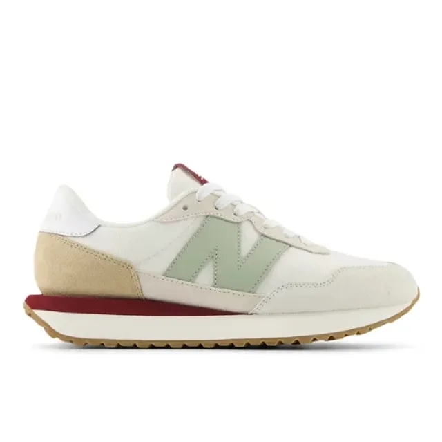 New Balance Women's 237 in White/Green Suede/Mesh