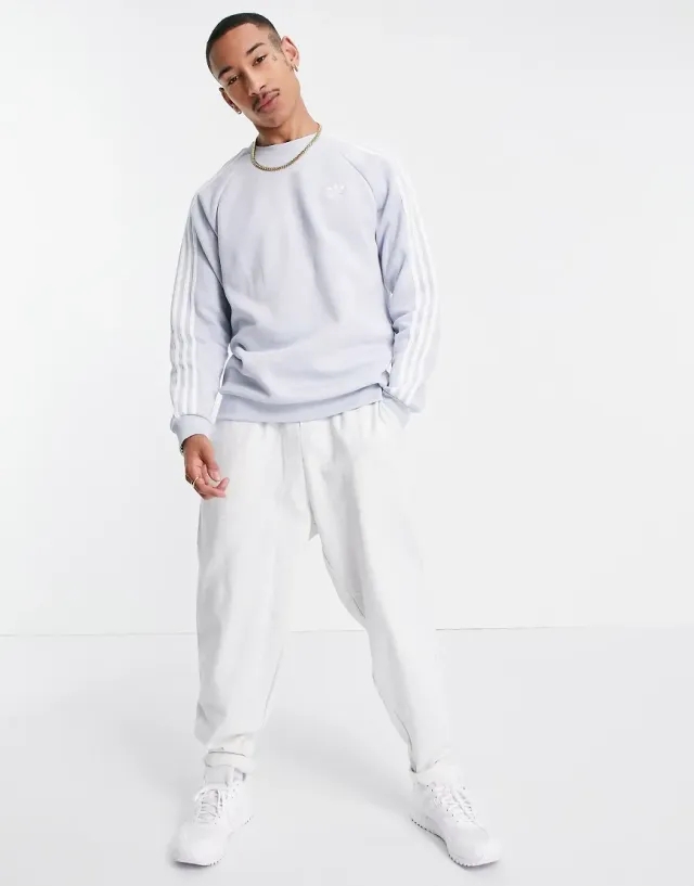 Adidas Originals Adicolor Three Stripes Sweatshirt In Pale Blue