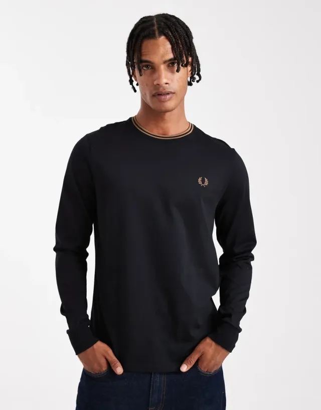 T-Shirt Fred Perry Ls Twin Tipped T-Shirt Black L