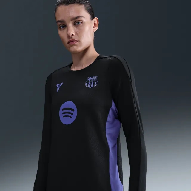 F.C. Barcelona Strike Away Women's Kobe Dri-FIT Football Pre-Match Crew-Neck Top - Black - Polyester/Elastane