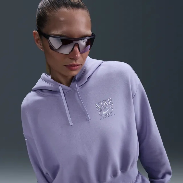 Nike Sportswear Club Fleece Women's Oversized Cropped Graphic Hoodie - Purple - Cotton/Polyester