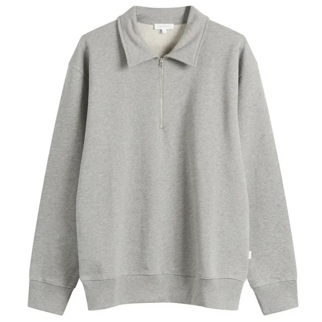 Norse Projects Men's Norse Standard Half Zip Sweatshirt Grey Melange