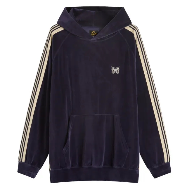 Needles Men's Velour Track Hoodie Navy