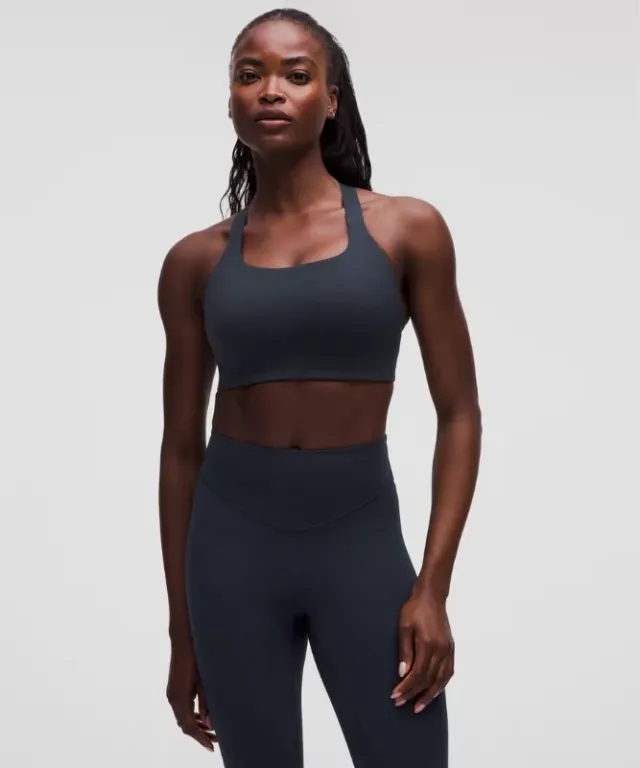lululemon – Women's Ultralu Square-Neck Workout Sports Bra Medium Support, D/DD Cup – Color Blue – Size 14