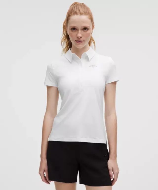 lululemon – Women's Quick-Dry Short-Sleeve Polo Shirt Straight Hem Graphic – Color White – Size 8