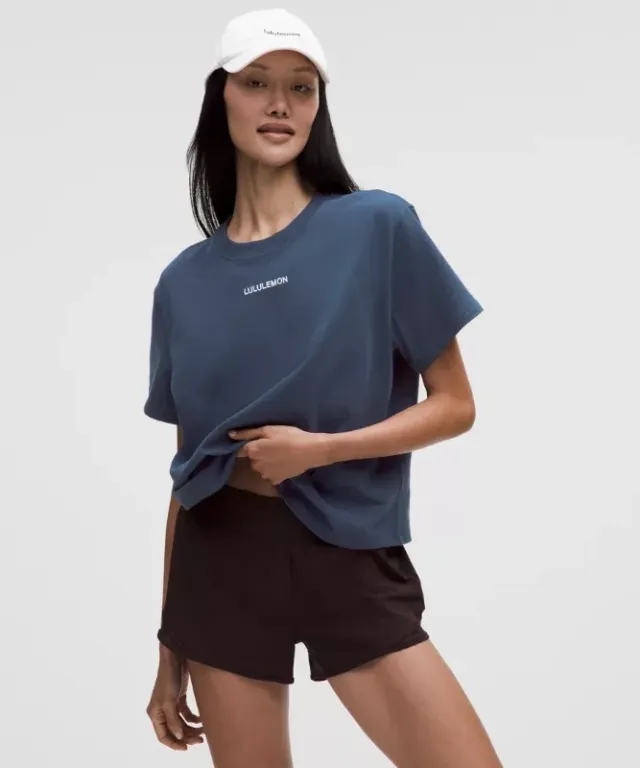lululemon – Women's Relaxed-Fit Cotton Jersey T-Shirt Wordmark – Color Blue – Size 4