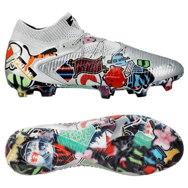 Unisport X Puma Future 8 Ultimate Fg Stickerbomb - Puma Silver/Puma Black/Puma Red/Ultra Blue Limited Edition - ['Silver']