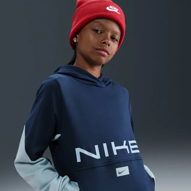 Nike Multi Older Kids' Dri-FIT Fleece Pullover Hoodie - Blue - Fleece