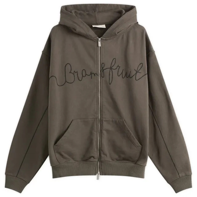 Bram's Fruit Men's Garden Hose Chain Stitch Zip Hoodie Solid Charcoal