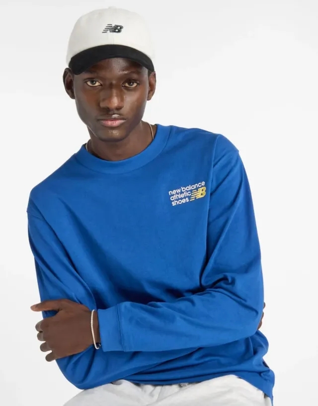 New Balance Athletics Premium Back Logo Long Sleeve In Galaxy Blue