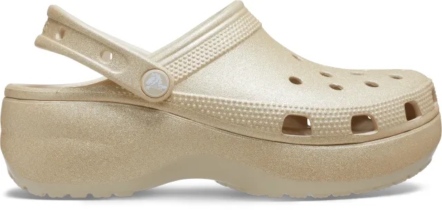 Crocs | Women | Classic Platform Glitter | Clogs | Champagne | 3