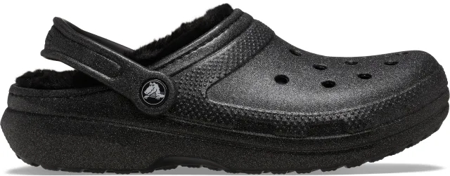 Crocs | Unisex | Classic Fuzz Lined Glitter | Clogs | Black | missing