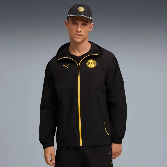 Borussia Dortmund PUMAtech Woven Jacket Men, Black/Yellow Sizzle, size 3XL