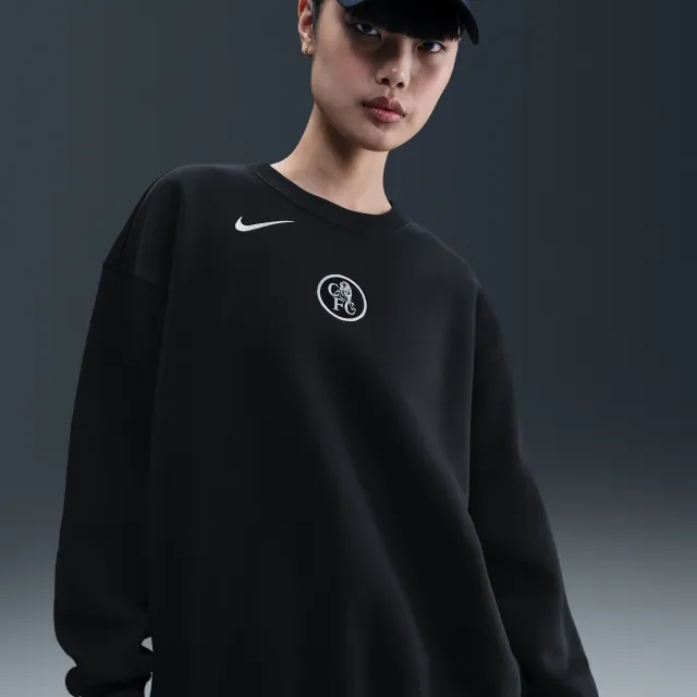 Chelsea F.C. Phoenix Third Nike Football Total 90 Oversized Crew-Neck Sweatshirt - Black - Fleece